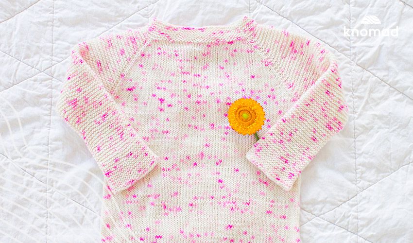 Kids Sweater in EGRET Fine Organic Merino Wool Yarn
