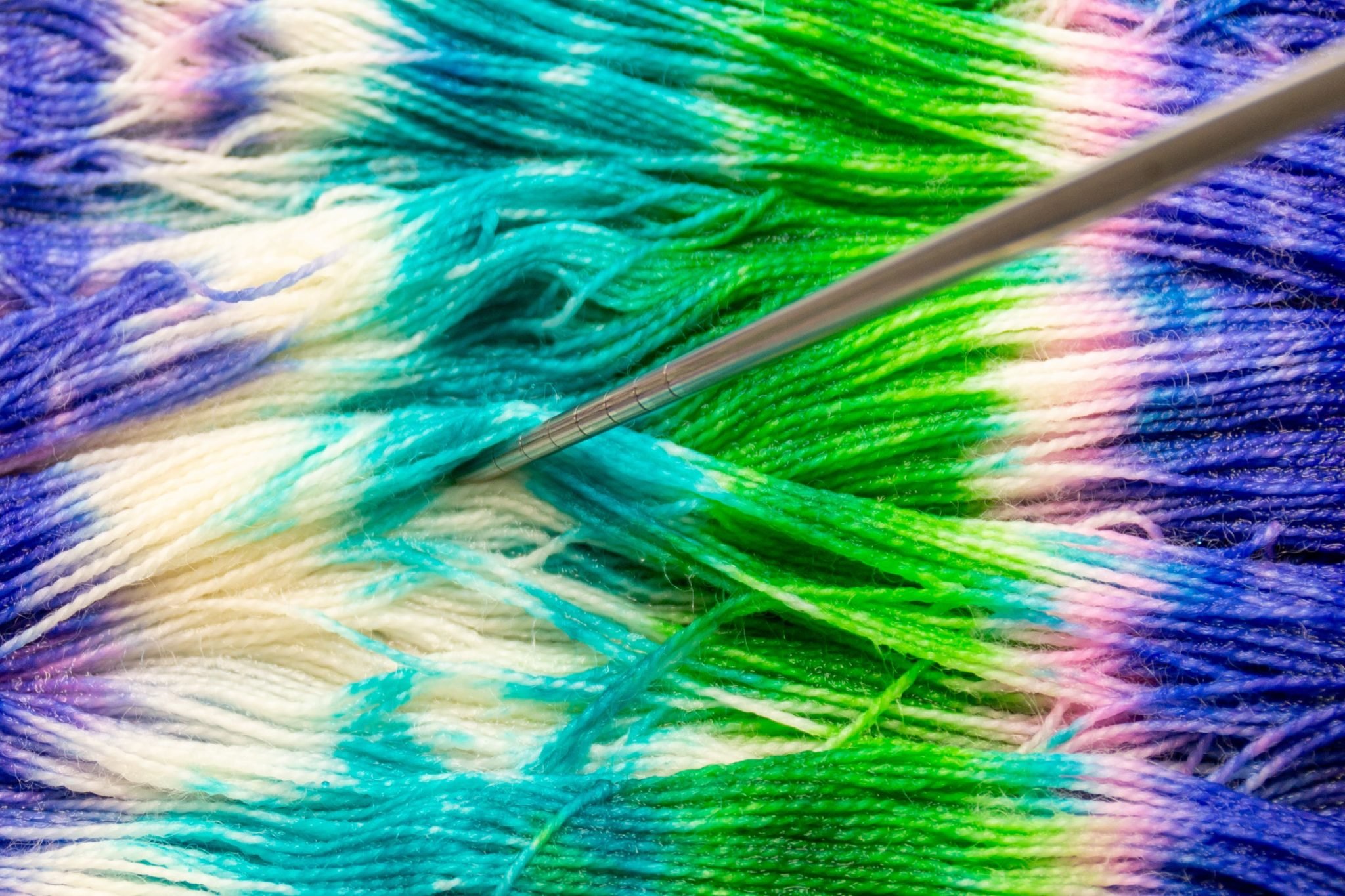 Hand Painted Yarn with Food Coloring on Duo Knomad Yarn